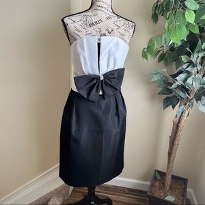 Darcy Vintage Bow Detail Strapless Dress Black White Sz 13/14
